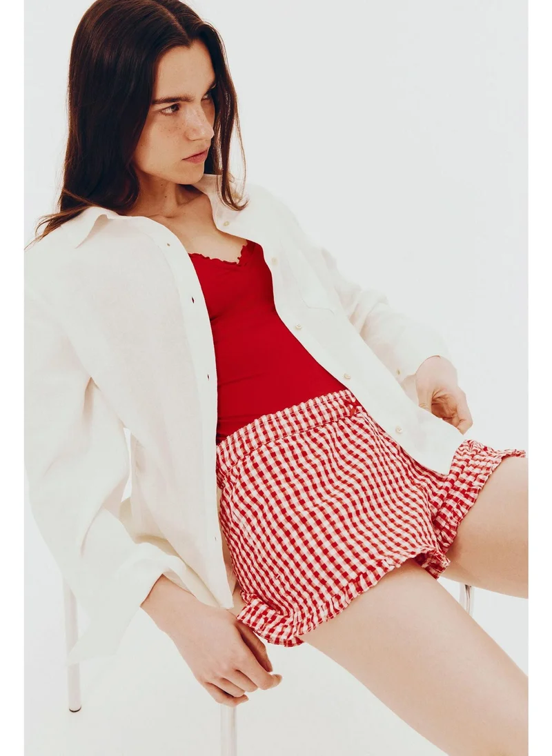 H&M Gathered linen-blend shirt