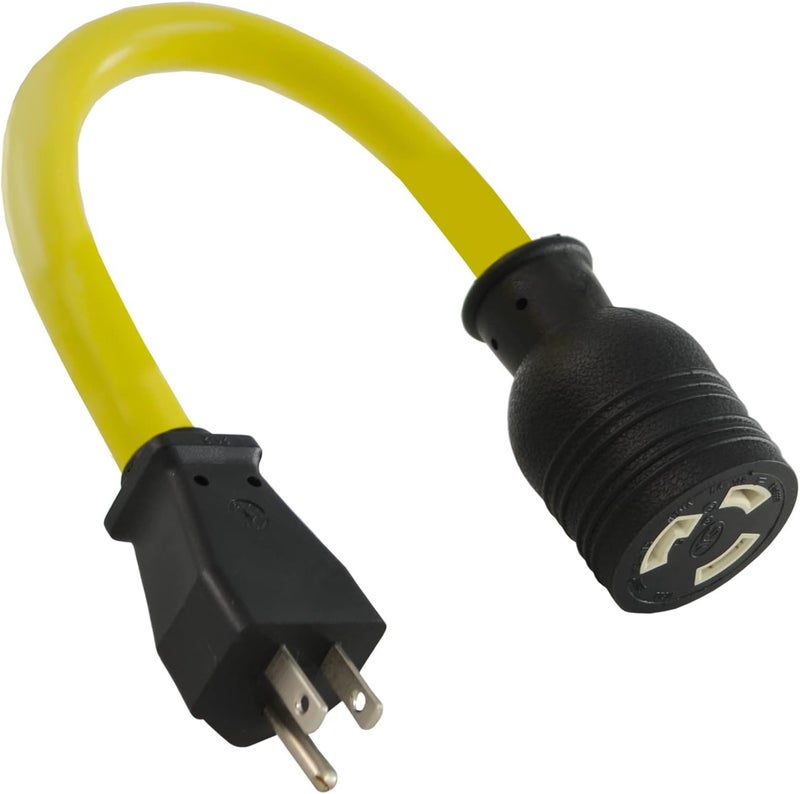 Conntek P515L530 1-Feet Generator Adapter - 15-Amp U.S Plug to 30-Amp Locking Female Connector L5-30R, Yellow - Image 1