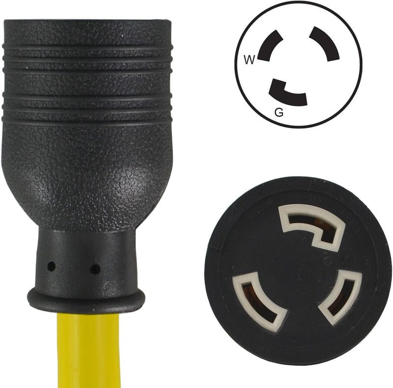 Conntek P515L530 1-Feet Generator Adapter - 15-Amp U.S Plug to 30-Amp Locking Female Connector L5-30R, Yellow - Image 3