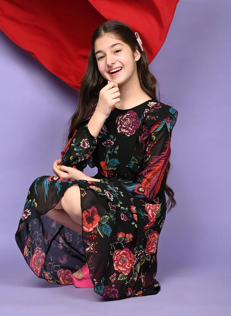 LILPICKS Floral Print Chiffon Dress