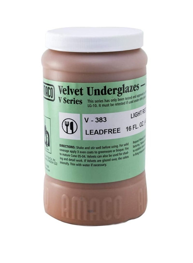 Amaco Velvet Underglaze Light Red V-383 Lead Free - Image 1