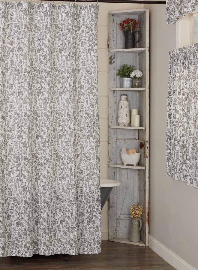 Piper Classics Gray Gables Floral Shower Curtain, 72" L x72 W, Gray and Soft White Botanical Print, Country Cottage, Vintage Farmhouse Bathroom Décor, Bath Tub Curtain - Image 1