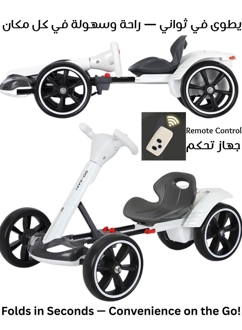 F.A.M.S Electric Go-Kart with Remote Control, Foldable Lightweight Frame, LED Lights, Strong Motor, Large Battery, Off-Road Tires, Safe & Stable Ride-On Car for Kids - Image 1