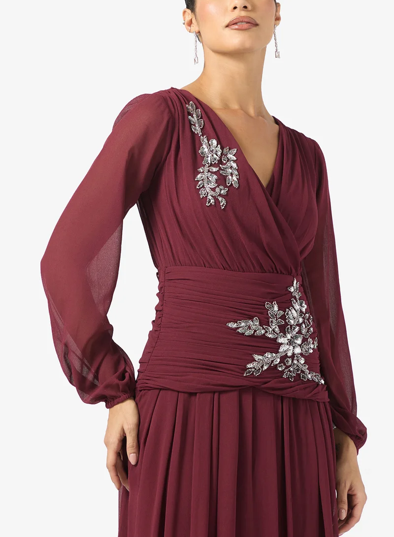 Frock and Frill Mesh Detailed Embellished Maxi Dress