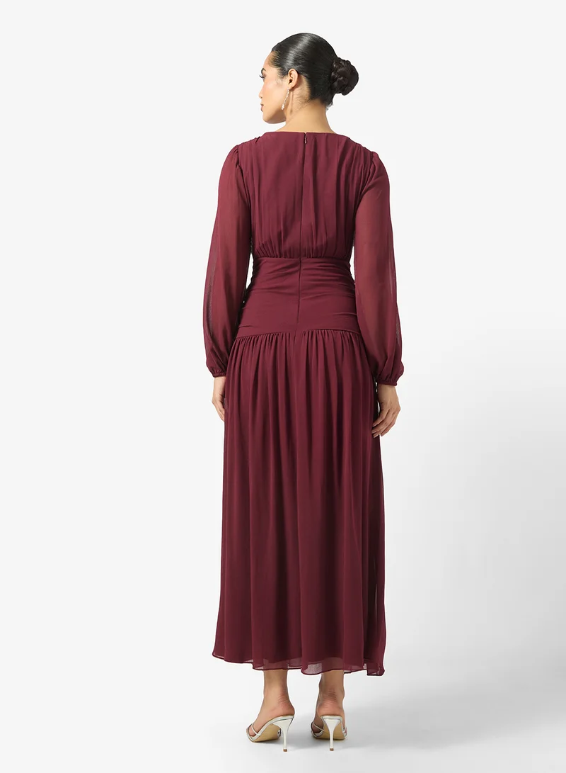 Frock and Frill Mesh Detailed Embellished Maxi Dress