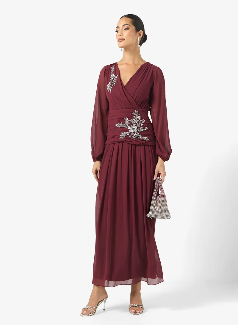 Frock and Frill Mesh Detailed Embellished Maxi Dress