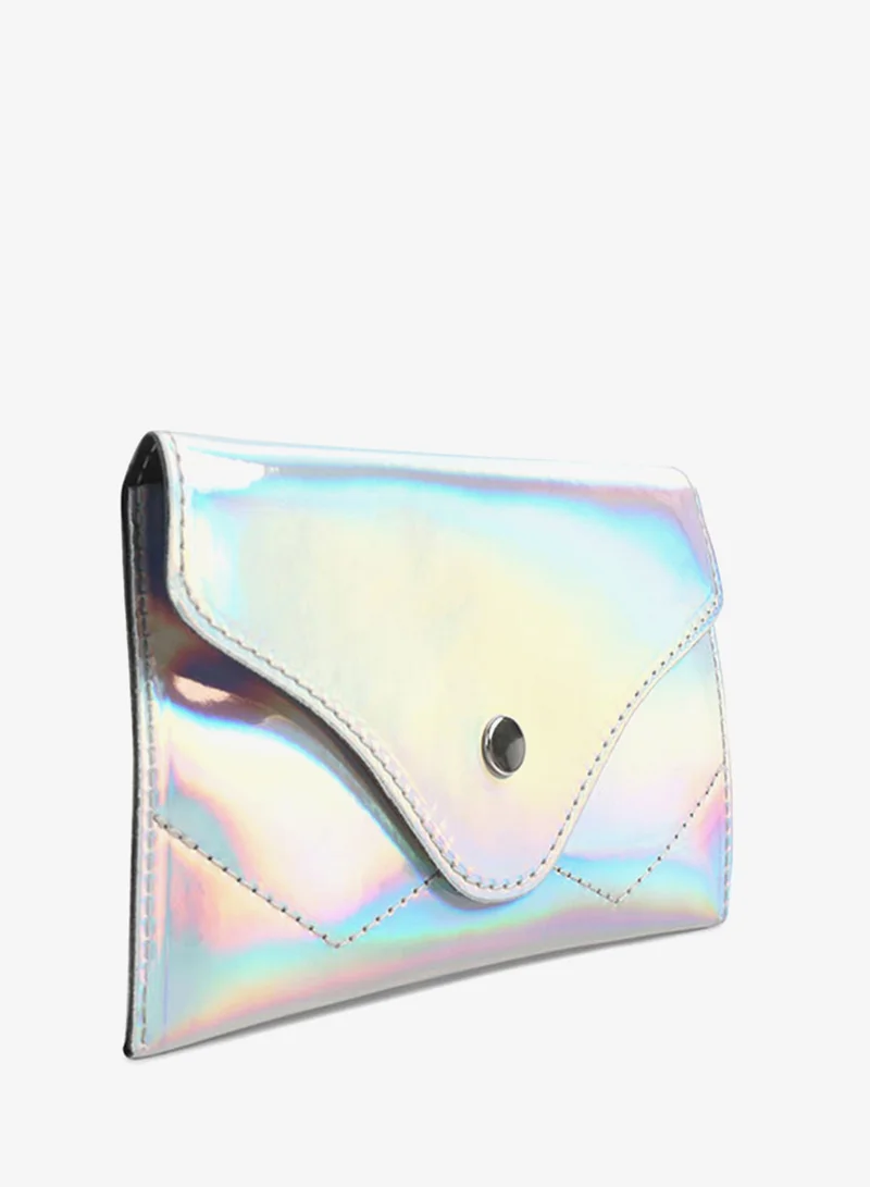 London Rag Silver Patent Shiny Strap Up Bag