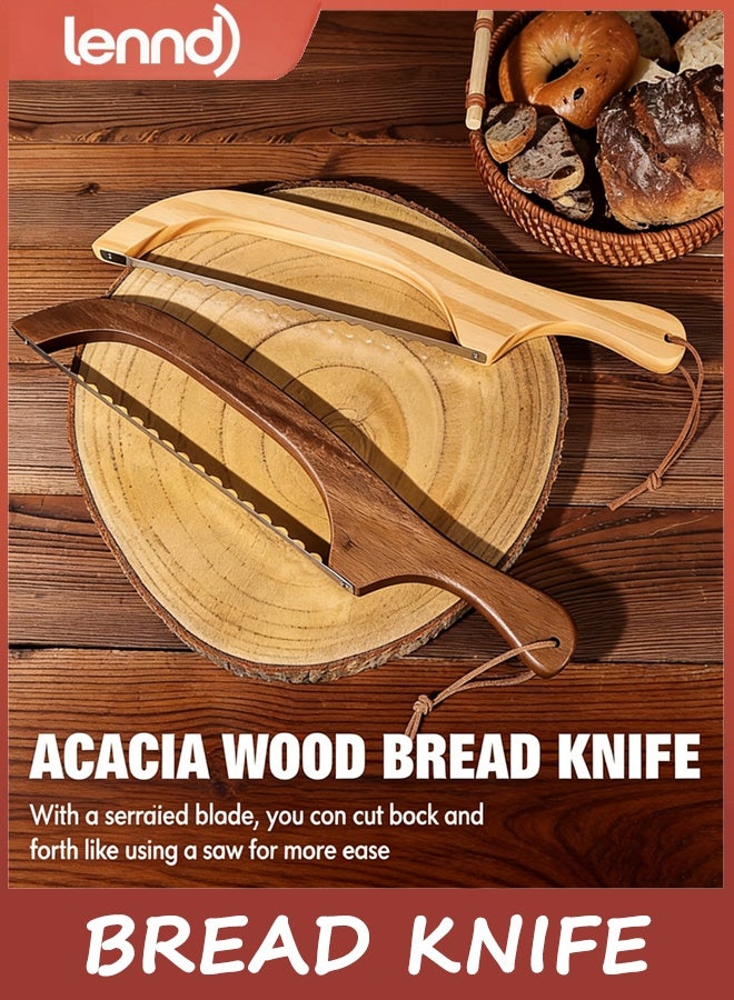 لينند سكين الخبز للخبز المنزلي الصنع,سكين الخبز الحمض,شريحة الخبز 40 سم للخبز المنزلي الصنع، الباغيت وأكثر من القطع رقيقة,تصميم القوس سهل القطع حتى شرائح - Image 2