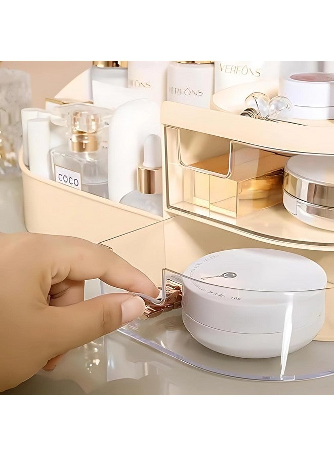 Lamok Elegant Makeup Organizer for Cosmetic & Skincare Storage Box with Clear Drawers (Cream) - Image 4