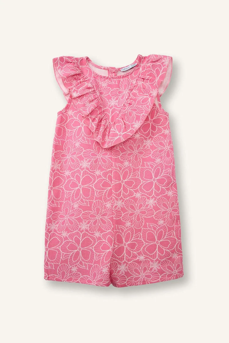 ديفاكتو Linen Crew Neck Floral Jumpsuit