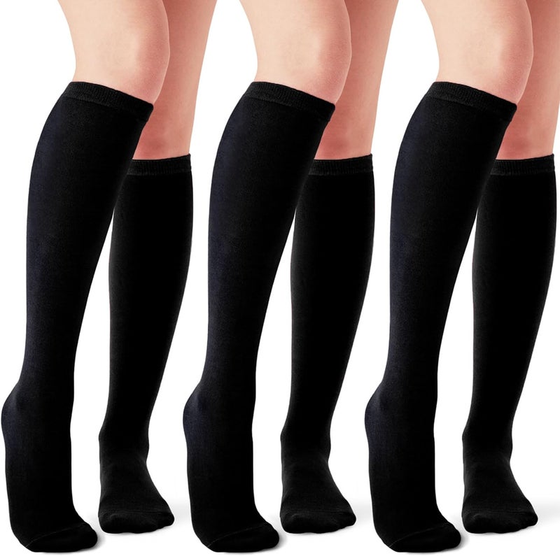 JOULLI Women's Knee High Athletic Socks Stripe Tube Outdoor Sport Socks 1-3 Pairs - Image 1