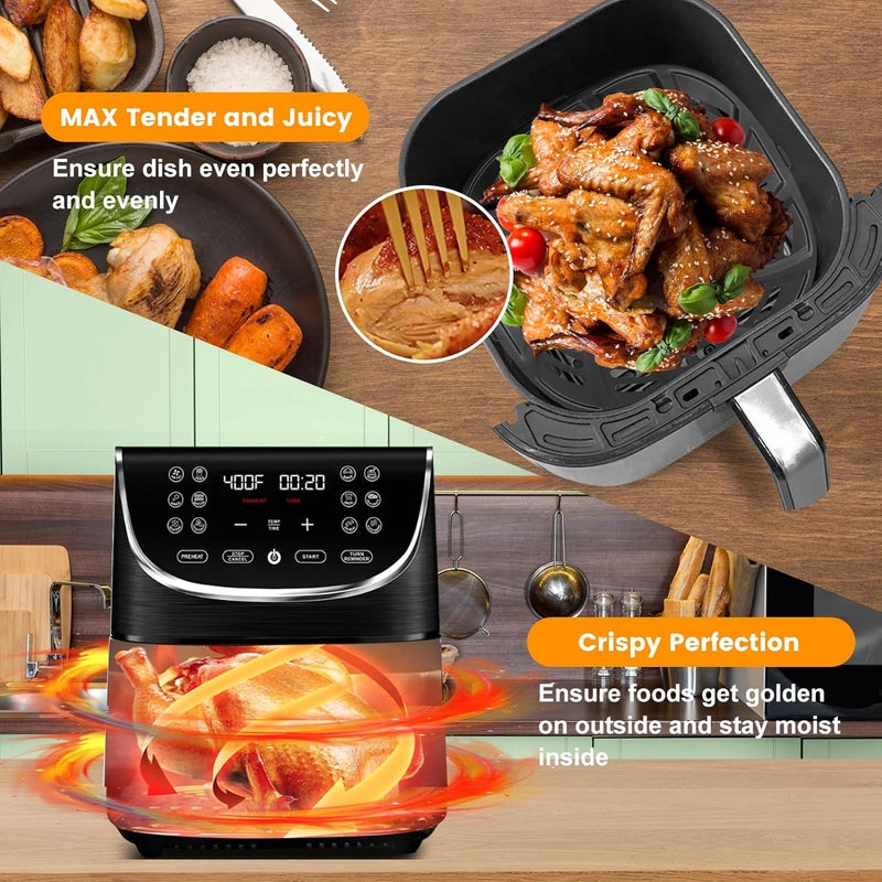 GXF Air Fryer Replacement Parts for Gourmia 7QT GAF798 GAF716 Air Fryer, Food Grade Nonstick 8.97''*8.97'' Accessories Rack Tray Grill Pan Grill Plate Crisper Plate, Dishwasher Safe - Image 5