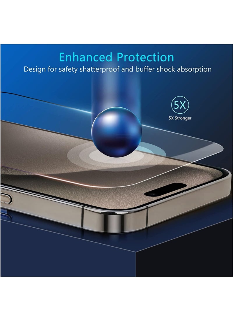 BORTONY iPhone 15 Pro Max Screen Protector 6.7 Inch【Pack of 2】9H Diamond Series Full-Coverage HD Tempered Glass Screen Protector Easy Installation Clear - Image 3