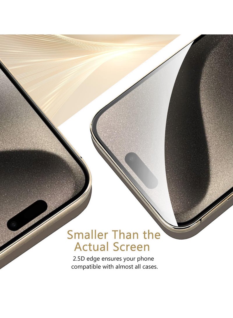 BORTONY iPhone 15 Pro Max Screen Protector 6.7 Inch【Pack of 2】9H Diamond Series Full-Coverage HD Tempered Glass Screen Protector Easy Installation Clear - Image 5