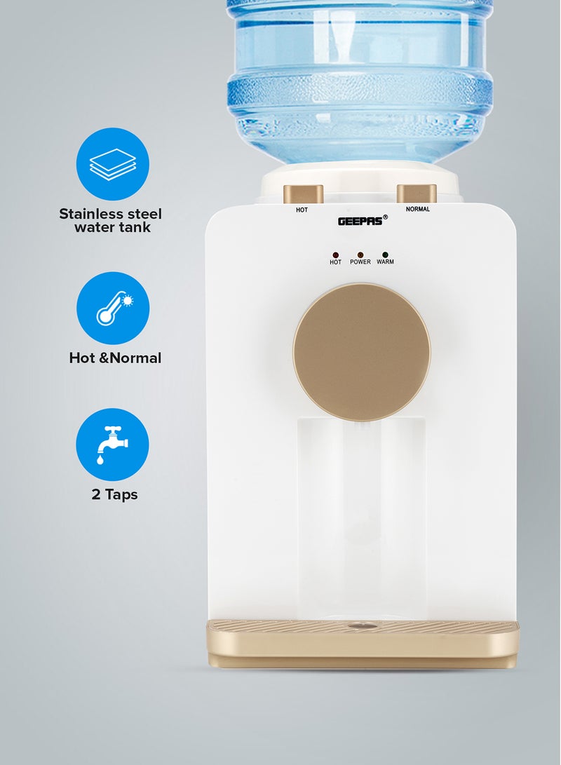 GEEPAS Hot & Normal Water Dispenser - Stainless Steel Tank Top Loading with 2 Taps  Ideal for Home/Office/Shop & More GWD17032 White - Image 1