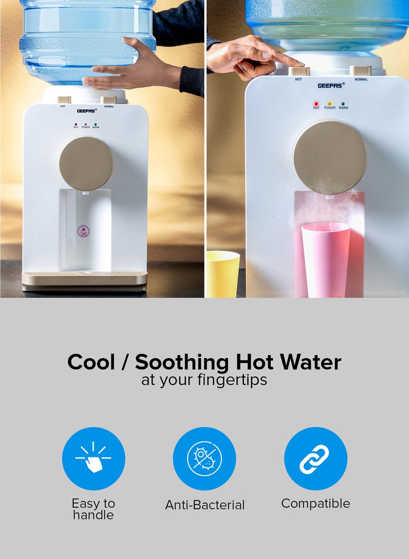 GEEPAS Hot & Normal Water Dispenser - Stainless Steel Tank Top Loading with 2 Taps  Ideal for Home/Office/Shop & More GWD17032 White - Image 4