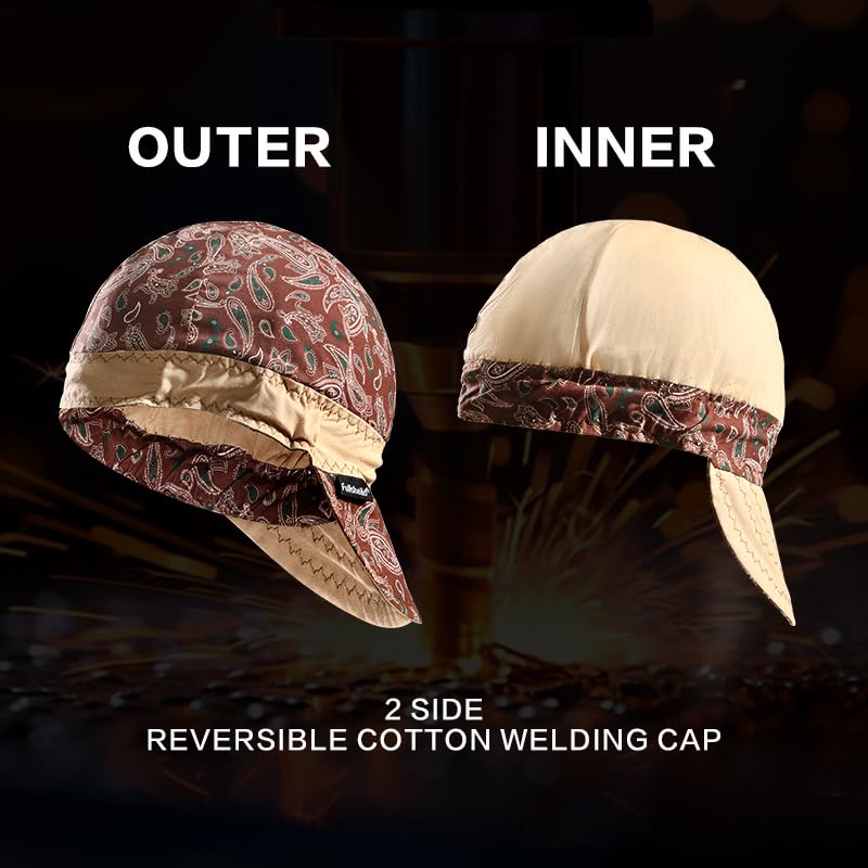 Fullsheild Reversible Welding Cap OneSize Flame Resistant Cotton Welder Hat Hood FR High Crown 3 pcs - Image 3