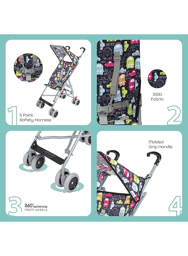 erorex Jet Cars Printed Buggy Stroller For 6 Months To 4 Years Babies - Image 2