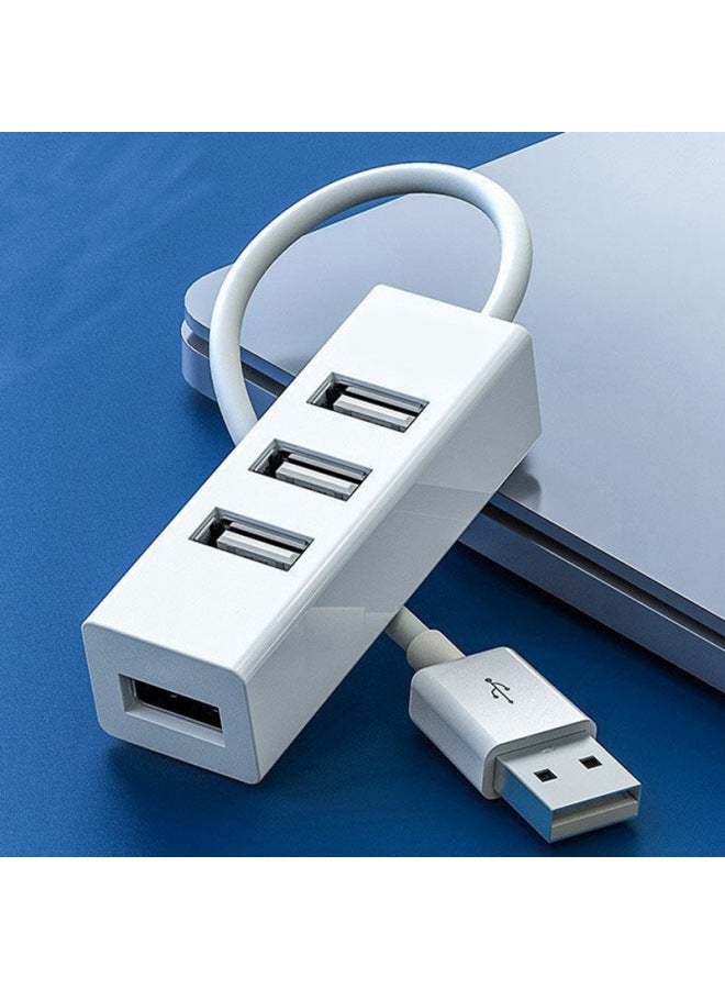 4-port Usb 2.0 Hub Splitter Expander Mini 4-port Usb Hub One-to-four Data Transfer High-speed Connection Digital Computer-Number Of Interfaces:usb2.0 White Small Four 15cm (bag)  - Image 1