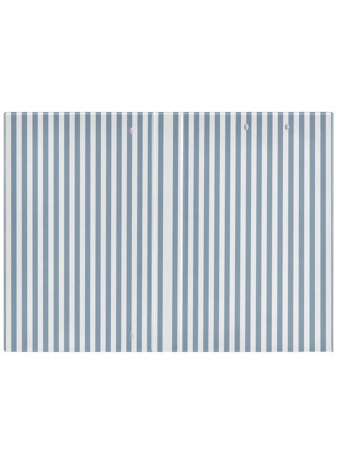 Kigai Blue White Stripes 3 Ring Binder 1.5 Inch Round Binders, Holds 200 Sheets, Versatile Binder with 3 Inside Pockets for Office Home, 1 Pack - Image 2
