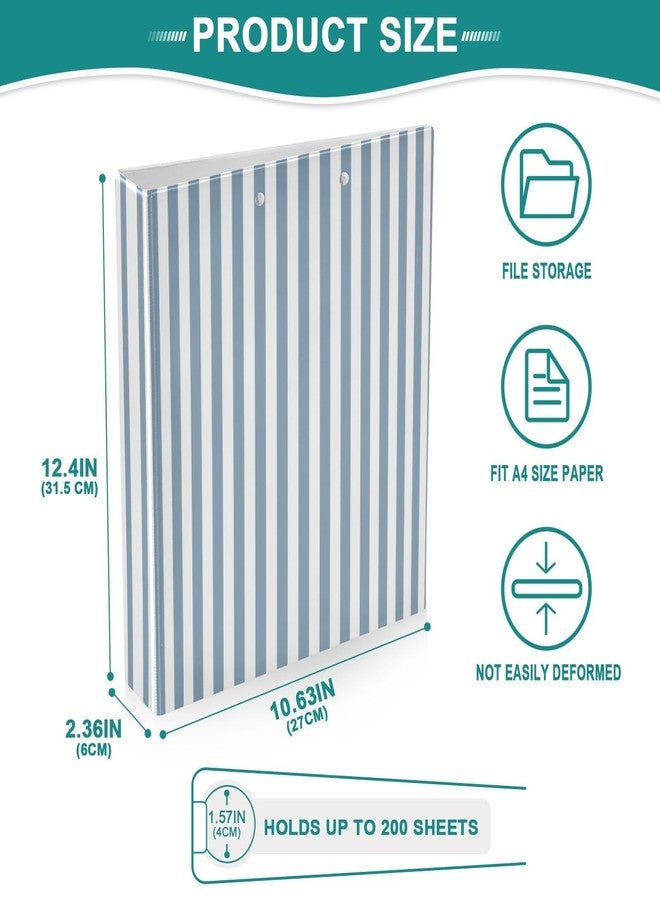 Kigai Blue White Stripes 3 Ring Binder 1.5 Inch Round Binders, Holds 200 Sheets, Versatile Binder with 3 Inside Pockets for Office Home, 1 Pack - Image 4