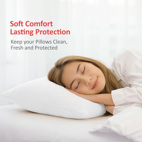 Mattress Protector Ultra Soft Terry Waterproof Pillow Protector - Zippered Closure | Protects Against Dust Mites, Bed Bugs, Oil & Water Spills, Standard Size ( 18x28 Inch - White ) - Pack of 2 - Image 5