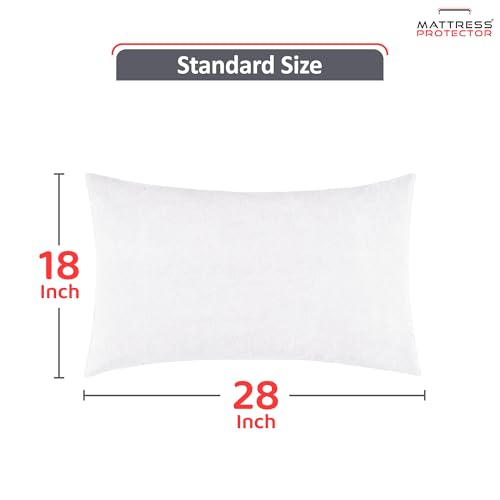 Mattress Protector Ultra Soft Terry Waterproof Pillow Protector - Zippered Closure | Protects Against Dust Mites, Bed Bugs, Oil & Water Spills, Standard Size ( 18x28 Inch - White ) - Pack of 2 - Image 3