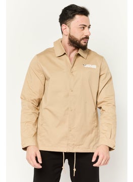 Men Sportswear Fit Long Sleeve Outdoor Woven Jacket, Tan