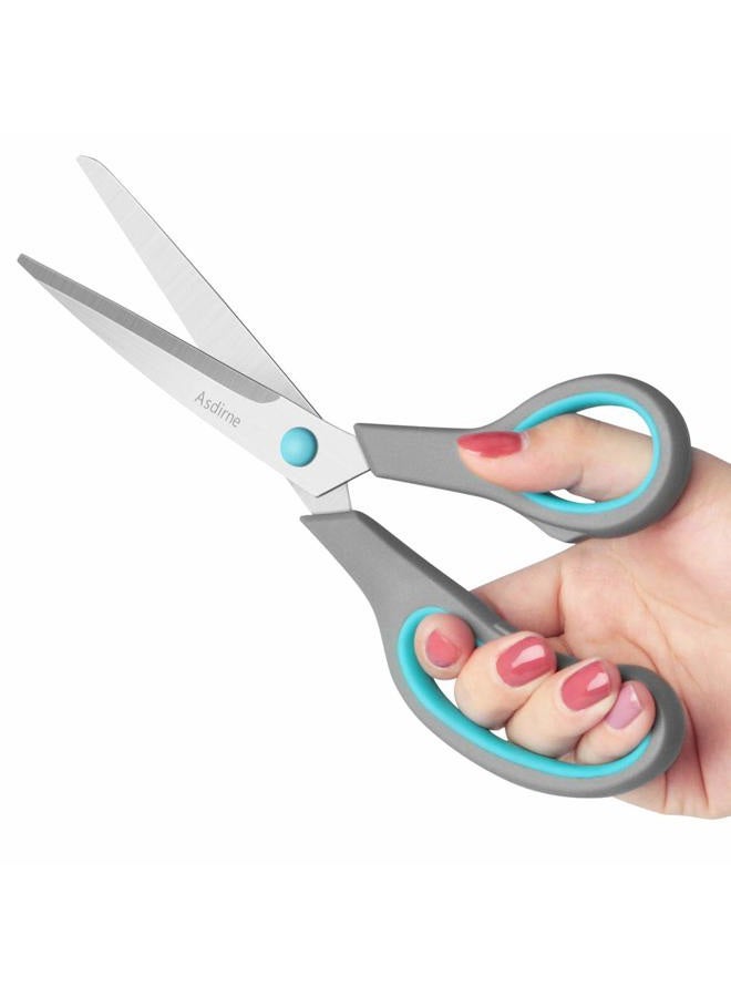 Asdirne Scissors Set of 4, Premium Stainless Steel Razor Blades, Ergonomic Semi-Soft Rubber Grip, Suitable for School, Office and Family Daily Use, 9.6''/8.5''/6.4"/5.4", Blue&Gray - Image 4