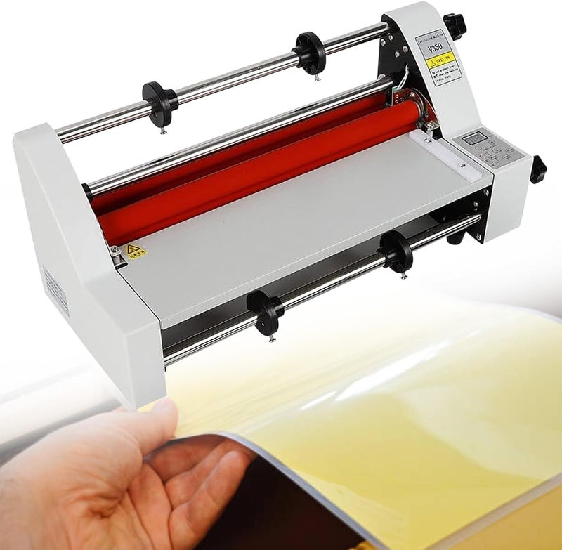 Hot Cold Roll Laminator Machine, Single/Dual Sided Laminating for Document Paper Photo, 350mm Width - Image 1