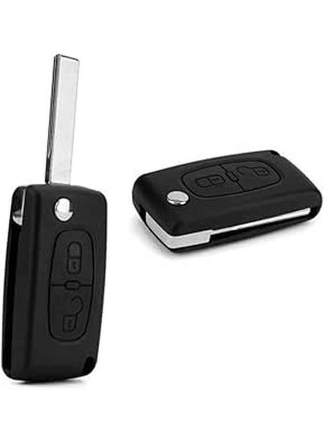 Black Foldable Remote Key Shell Case with Battery Holder Easy Installation - Image 1