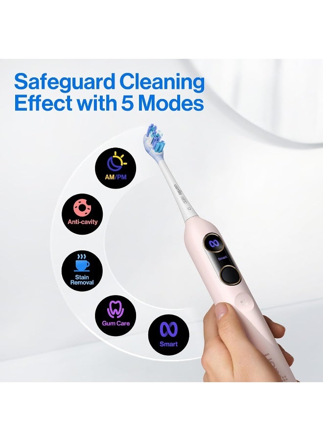 usmile Y20PRO Electric Toothbrush AIPowered Smart Toothbrush with AMPM Auto Mode 4 Brushing Modes 90Day Battery App Control RealTime 3D Map 2 Brush Heads IncludedSakura Pink - Image 5