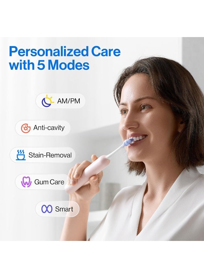 usmile Y20PRO Electric Toothbrush AIPowered Smart Toothbrush with AMPM Auto Mode 4 Brushing Modes 90Day Battery App Control RealTime 3D Map 2 Brush Heads IncludedSakura Pink - Image 4