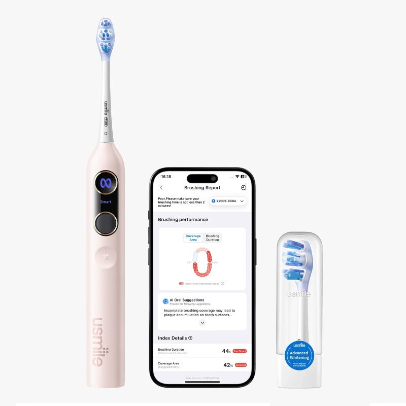 usmile Y20PRO Electric Toothbrush AIPowered Smart Toothbrush with AMPM Auto Mode 4 Brushing Modes 90Day Battery App Control RealTime 3D Map 2 Brush Heads IncludedSakura Pink - Image 2