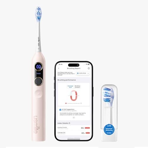 usmile Y20PRO Electric Toothbrush AIPowered Smart Toothbrush with AMPM Auto Mode 4 Brushing Modes 90Day Battery App Control RealTime 3D Map 2 Brush Heads IncludedSakura Pink - Image 1