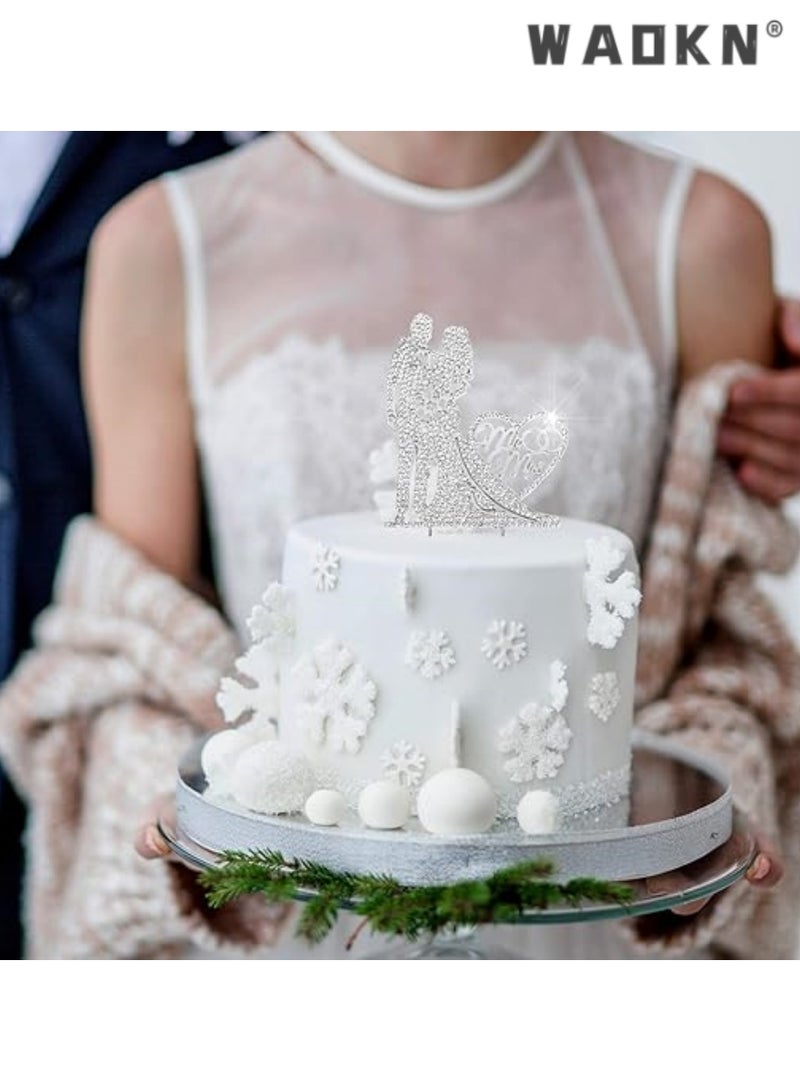 WAOKN Mr and Mrs Cake Topper, Exquisite Silver Love Wedding Cake Decoration, Ideal for Bride and Groom, Adds Sparkling Touch to Your Special Day Celebration, Timeless Keepsake, Memorable Accessory - Image 4