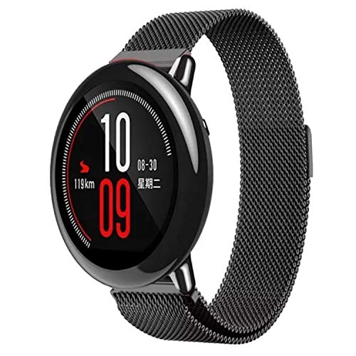ACM Watch Strap Magnetic 22mm compatible with Pebble Royale Smartwatch Luxury Metal Chain Band Black - Image 2