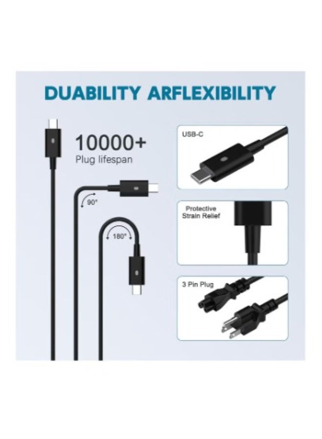 Terabyte New Laptop Charger 90W watt USB Type C(USB-C) AC Power Adapter Include Power Cord for Dell XPS 13，Precision 3540,Latitude 3400,3500, 5289,5300 2in1,7400 2in1,7300, 7390 2in1, 7200 2in1,5400,0TDK33 - Image 3