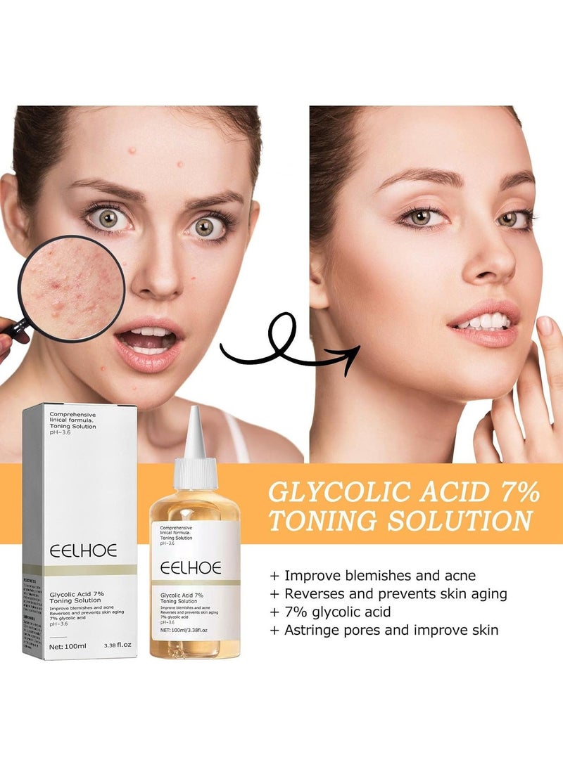 7% astringent on the face 3.38 ml/fl.oz facial toner glycolic acid for oily problems and pimple-prone skin wrinkles and lines
