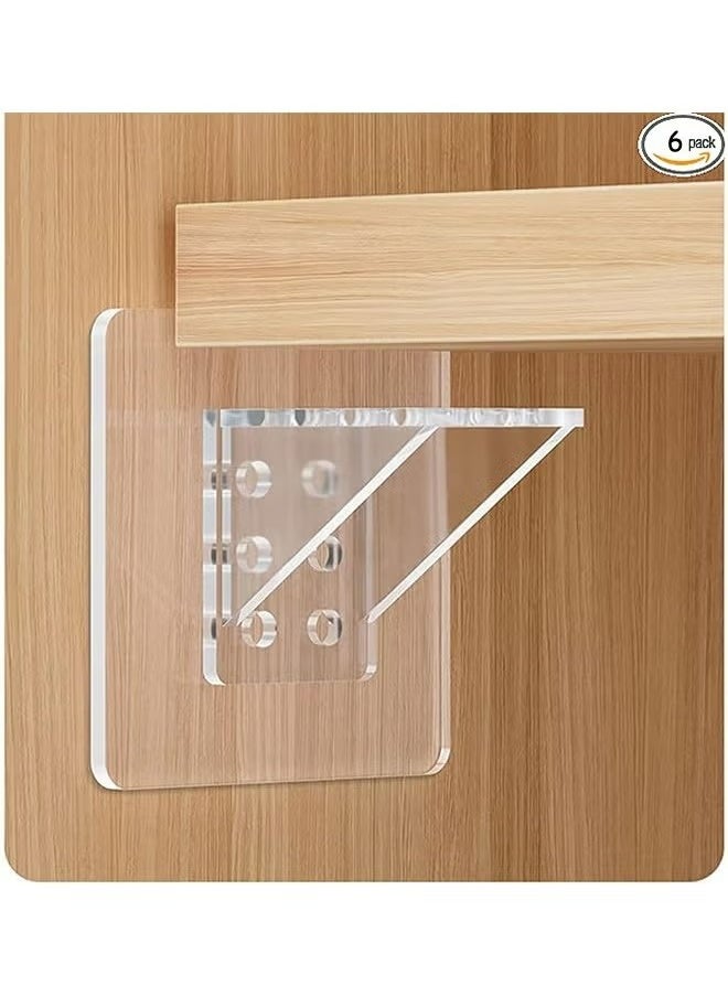 Generic - 6Pcs Large Self Adhesive Cabinet Shelf Support, Non Marking Adhesive Layer Plate Holder Punch Free Transparent Shelf Pegs for Shelves Brackets Holders for Cupboard Bookshelf Closet Furniture 7*7CM - Image 1