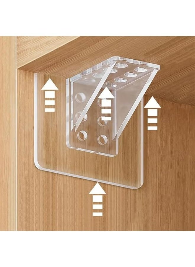 Generic - 6Pcs Large Self Adhesive Cabinet Shelf Support, Non Marking Adhesive Layer Plate Holder Punch Free Transparent Shelf Pegs for Shelves Brackets Holders for Cupboard Bookshelf Closet Furniture 7*7CM - Image 1