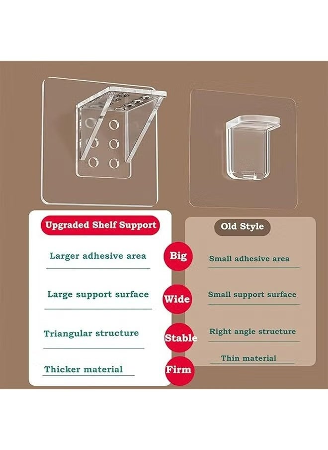 Generic - 6Pcs Large Self Adhesive Cabinet Shelf Support, Non Marking Adhesive Layer Plate Holder Punch Free Transparent Shelf Pegs for Shelves Brackets Holders for Cupboard Bookshelf Closet Furniture 7*7CM - Image 1