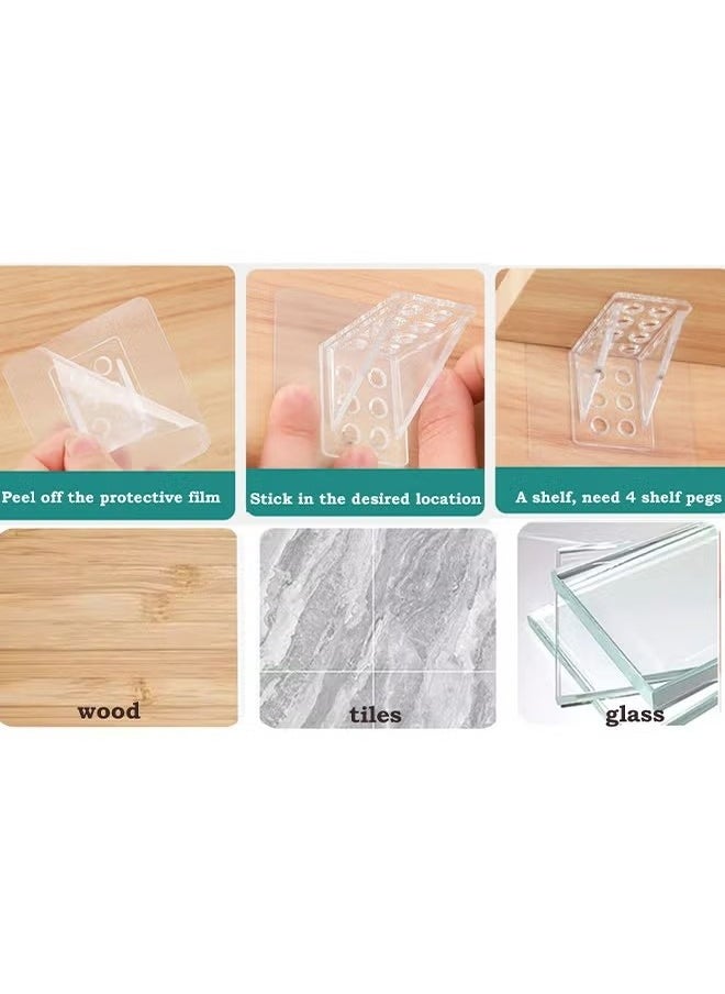 Generic - 6Pcs Large Self Adhesive Cabinet Shelf Support, Non Marking Adhesive Layer Plate Holder Punch Free Transparent Shelf Pegs for Shelves Brackets Holders for Cupboard Bookshelf Closet Furniture 7*7CM - Image 1