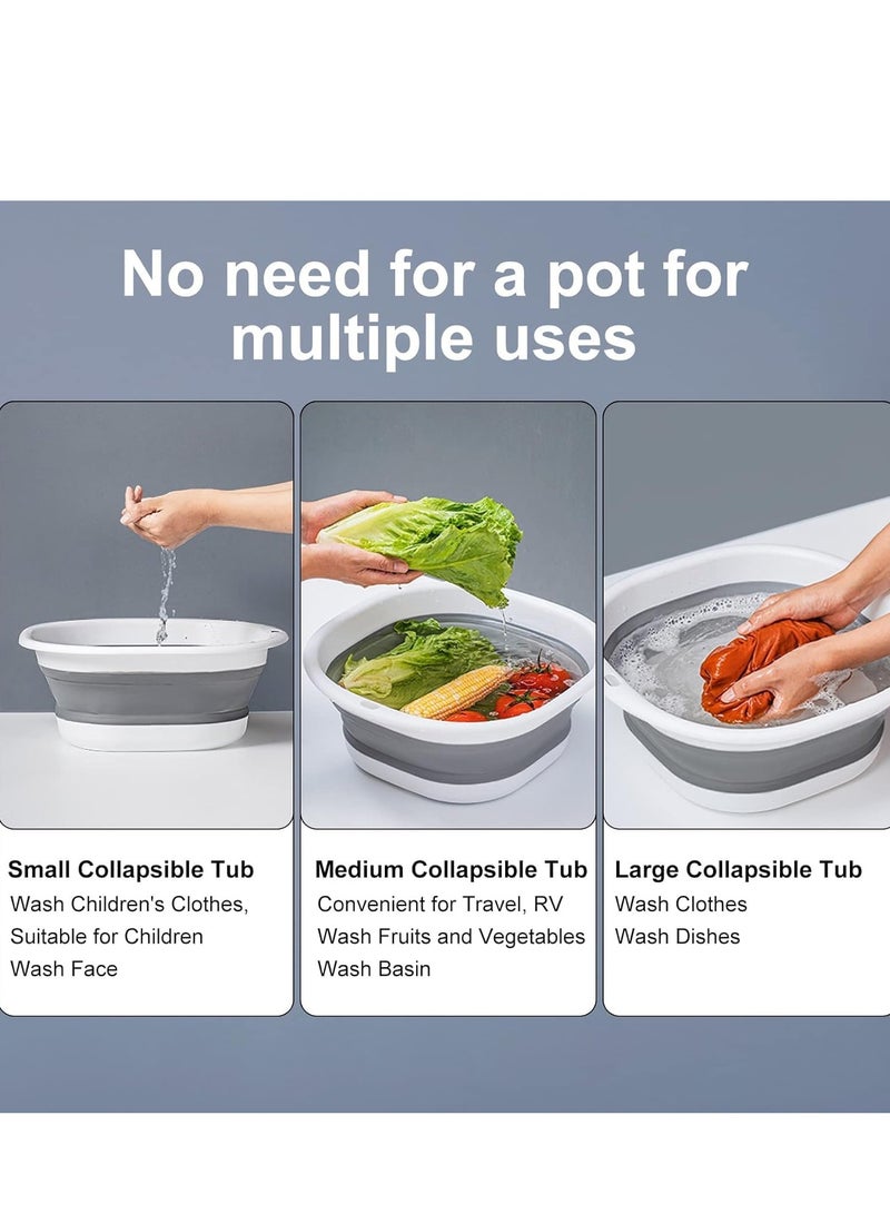 TRASSLE Collapsible Tub Wash Basin Laundry Tub 3 Pack Collapsible Laundry Baskets Foldable Dish Tub Plastic Washtub Space Saving Storage Container for Dishing, Fruit, Camping, Laundry, Hiking & Home - Image 4