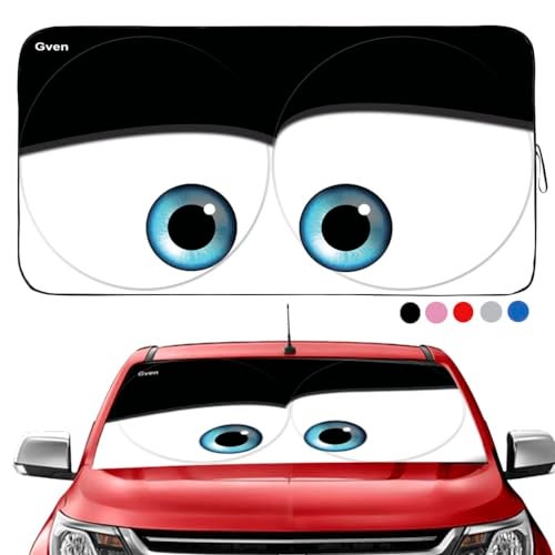 Güvenç Gven- The Original Patented Car Eyes Windshield Sun Shade 2025 Windshield Cover Automotive Interior Sun Protection Front Windshield Sun Visor Protector Blocks UV Rays Keep Your Vehicle Cool (Black, S) - Image 1