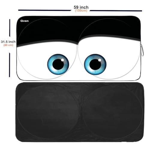 Güvenç Gven- The Original Patented Car Eyes Windshield Sun Shade 2025 Windshield Cover Automotive Interior Sun Protection Front Windshield Sun Visor Protector Blocks UV Rays Keep Your Vehicle Cool (Black, S) - Image 2