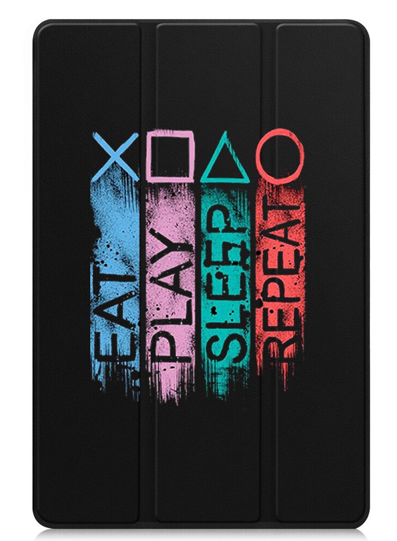 Theodor Protective Flip Case For Huawei MatePad SE 11 (2024) With Trifold Stand Auto Wake Sleep Shockproof Cover Eat play sleep repeat - Image 1