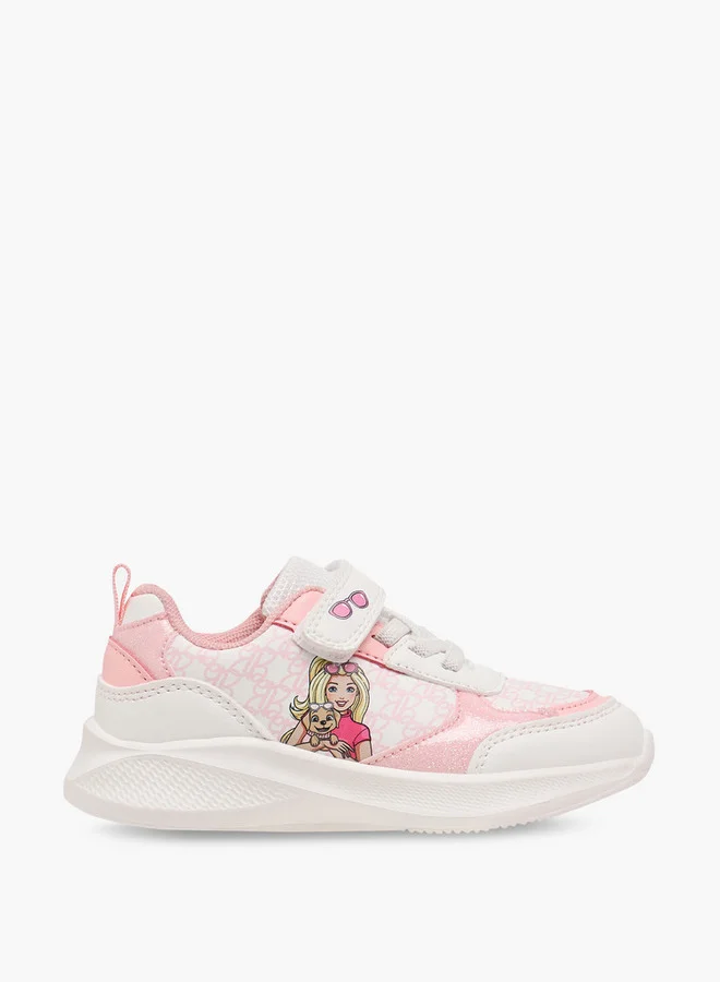 Barbie Girls Printed Sneakers with Hook and Loop Closure