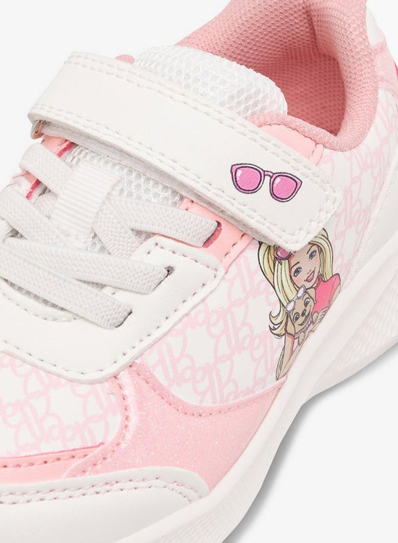 Barbie Girls Printed Sneakers with Hook and Loop Closure - Image 4