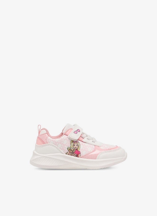 Barbie Girls Printed Sneakers with Hook and Loop Closure - Image 3